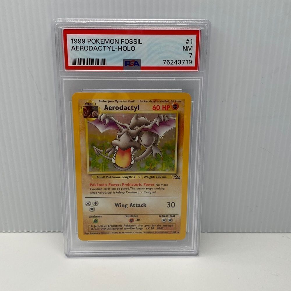 Pokémon 1999 Pokémon Fossil 1 Aerodactyl Holo PSA 7 Near Mint Pokémon Card